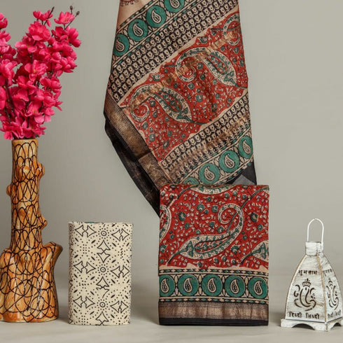 Paisley Print Maheshwari Silk Suit Set (MSL33)